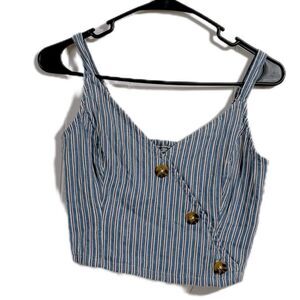 Hollister Blue Fitted Buttoned Crop Tank‎ Top